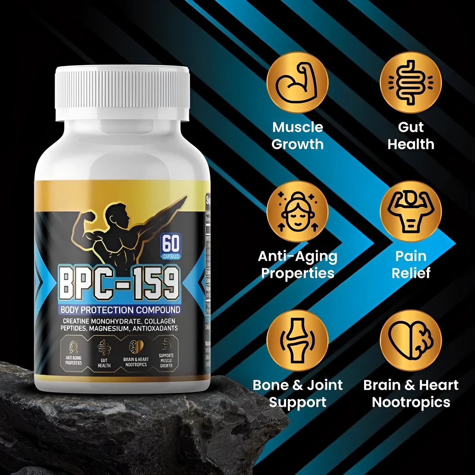 One bottle of body supplement capsules for energy support, standard specification