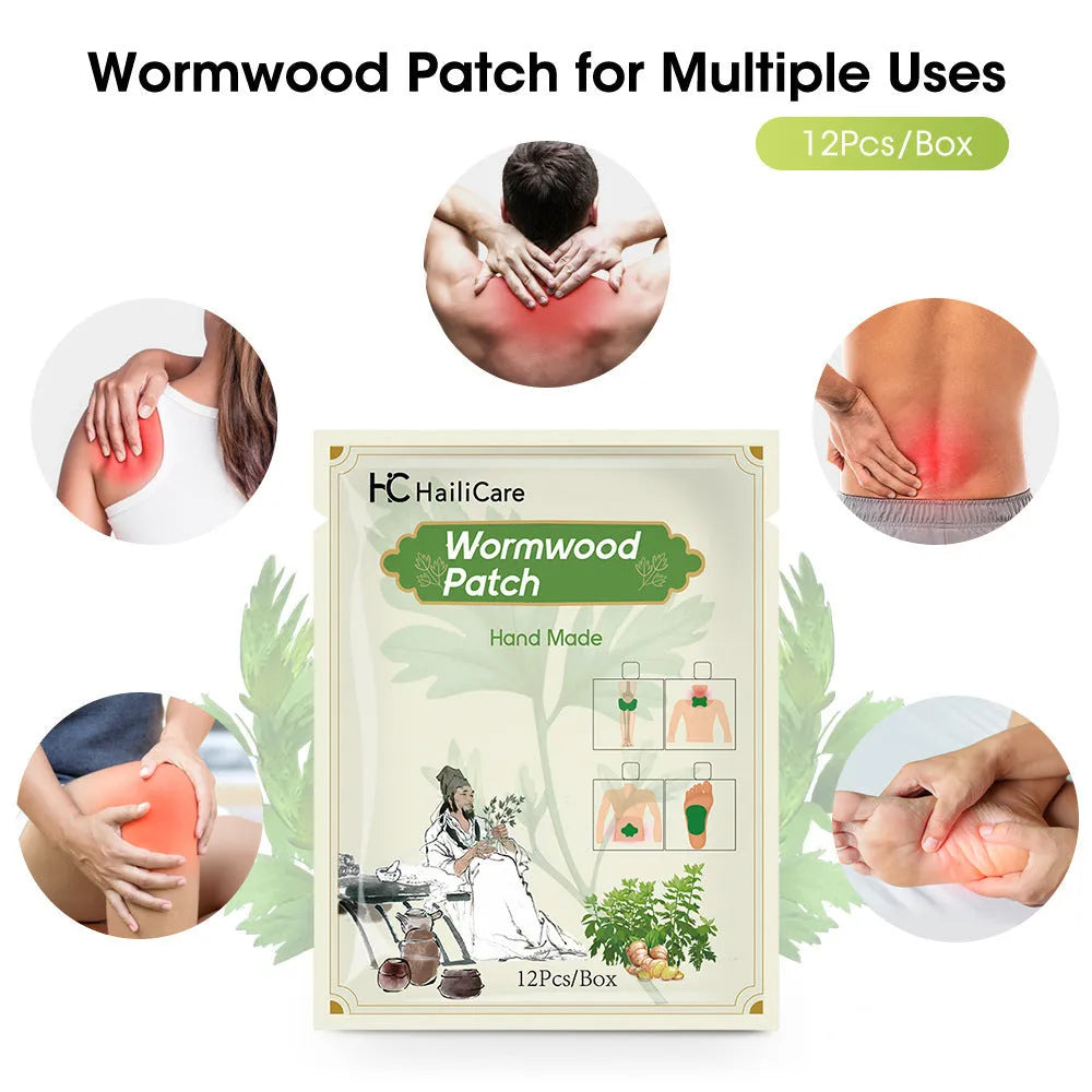 Chinese mugwort paste patches for knee, lumbar, cervical, and foot – 12 stickers per bag