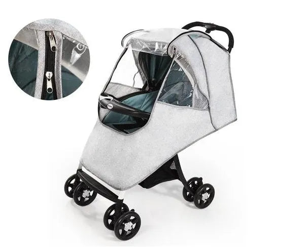 Universal baby stroller rain cover in waterproof cationic linen material with nonslip handle