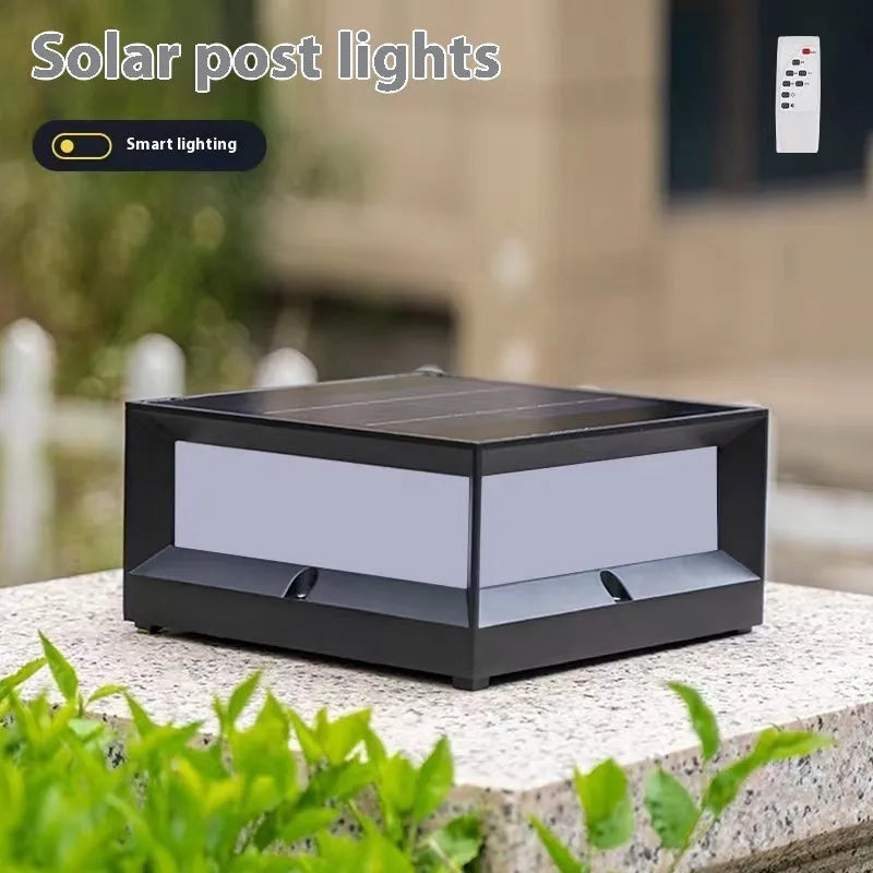 Outdoor LED solar column light in aluminium for door and wall mounting