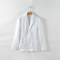 Men's linen solid colour thin suit coat with size stick pocket in white black light blue dark blue linen S-3XL
