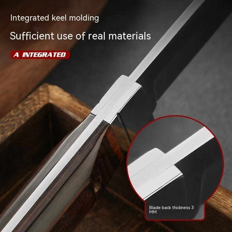 Camping multifunctional portable fruit knife with leather case showing national style design