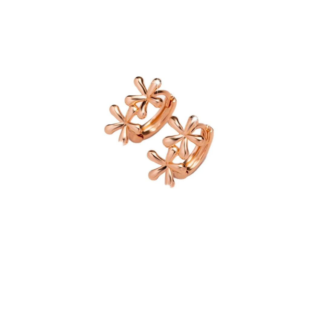 Rose gold circular waterdrop floral earrings for women with electroplated finish