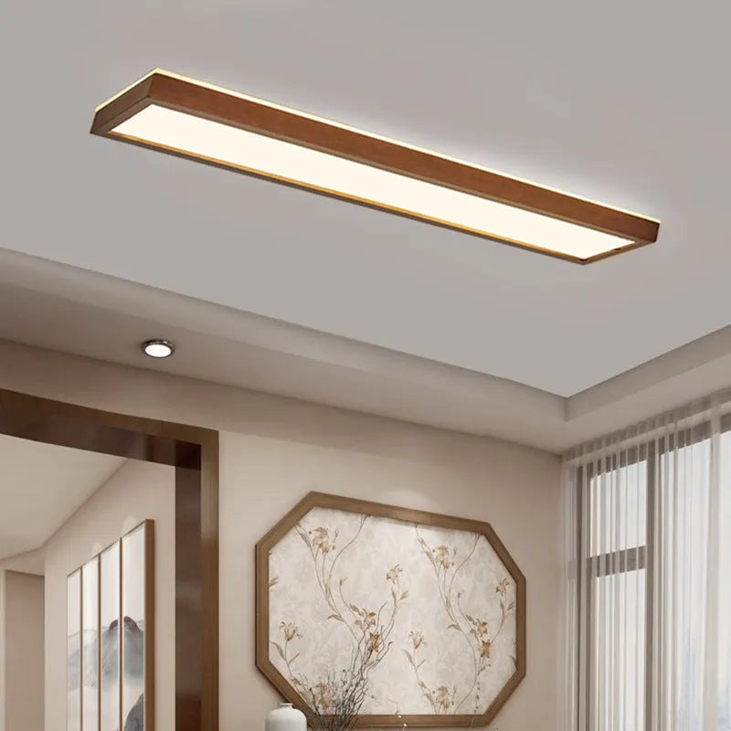 Solid wood long ceiling lamp for balcony, New Chinese style, 220V, white light option