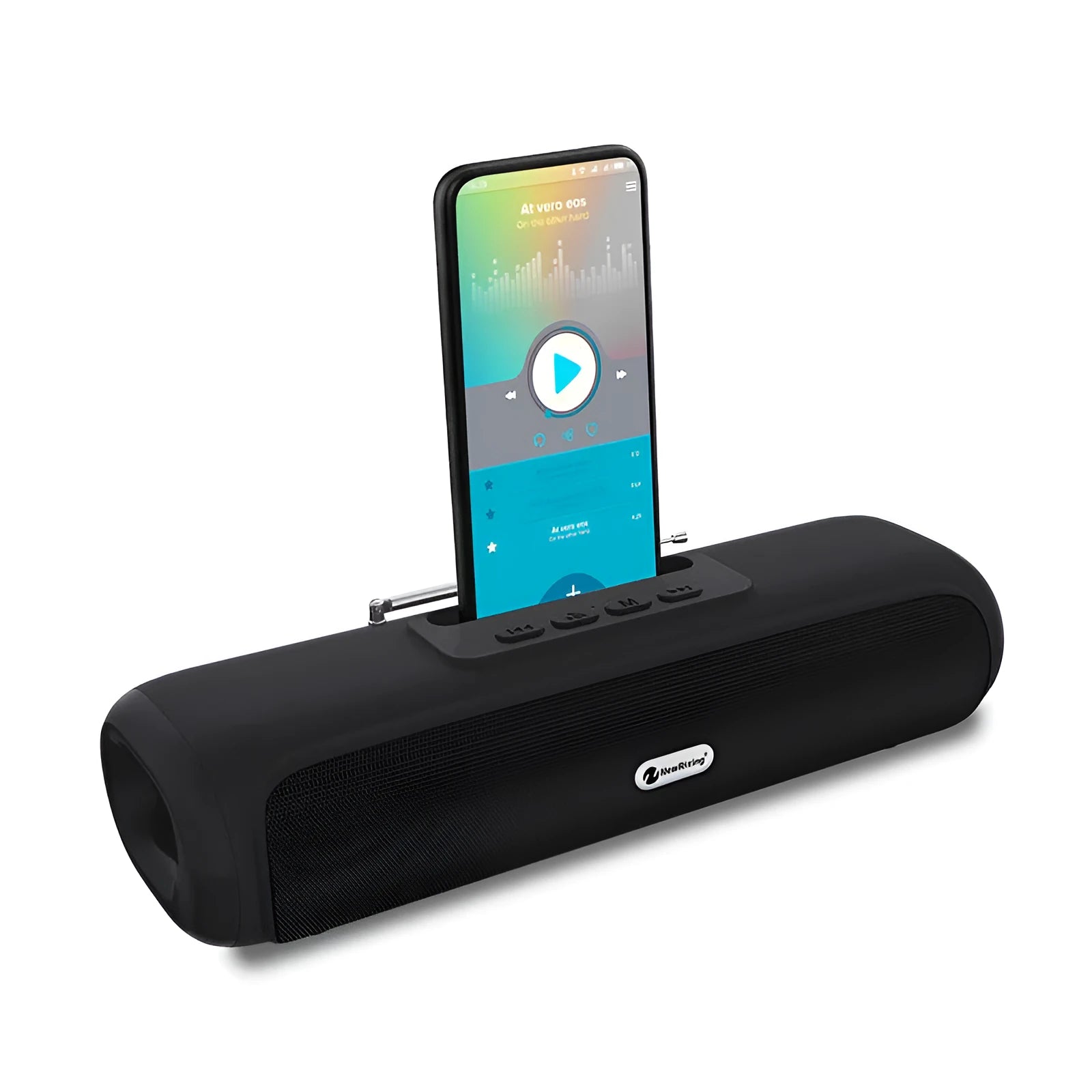 Desktop wireless long strip radio subwoofer in black, blue, red or silver grey colour options