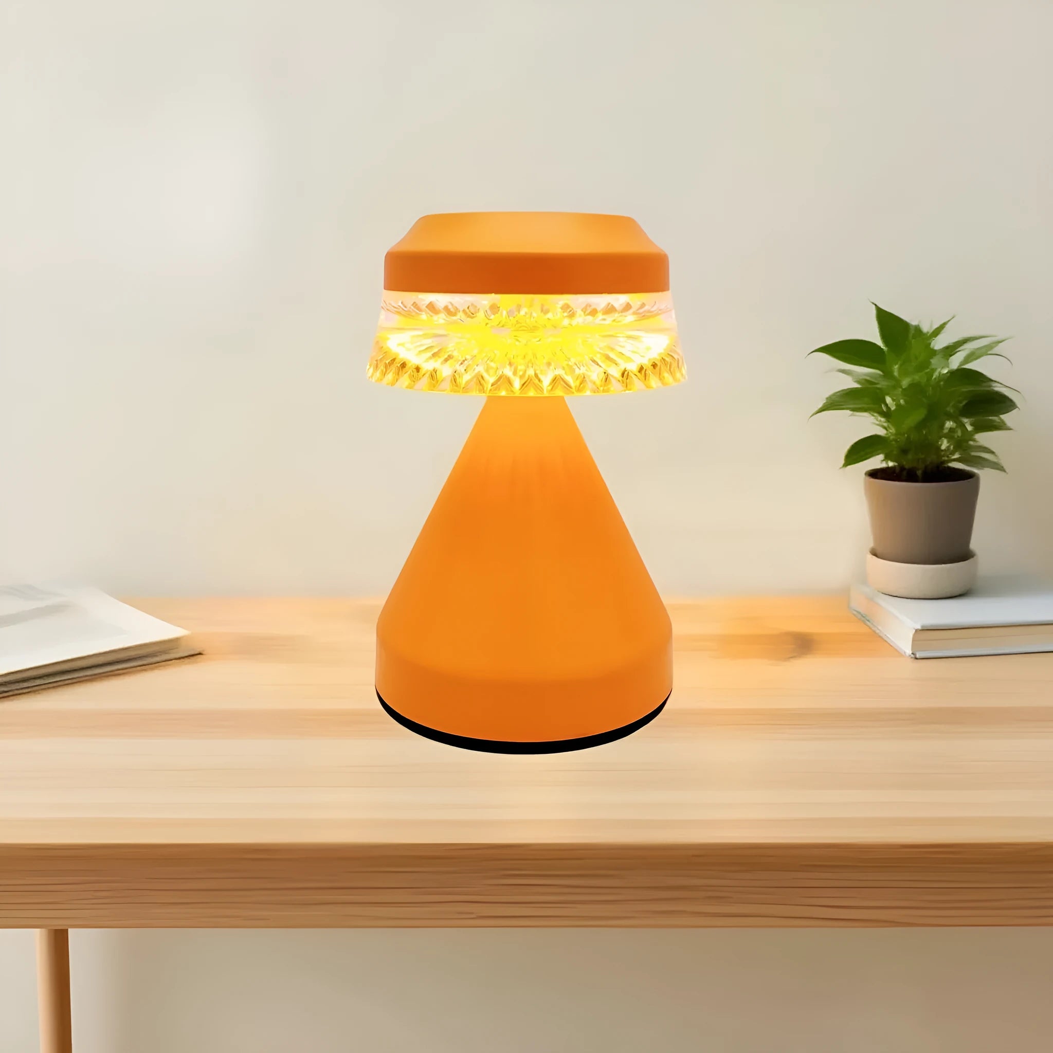 Creative USB-charged LED night lamp with electrodeless dimming in black, brown or orange colour