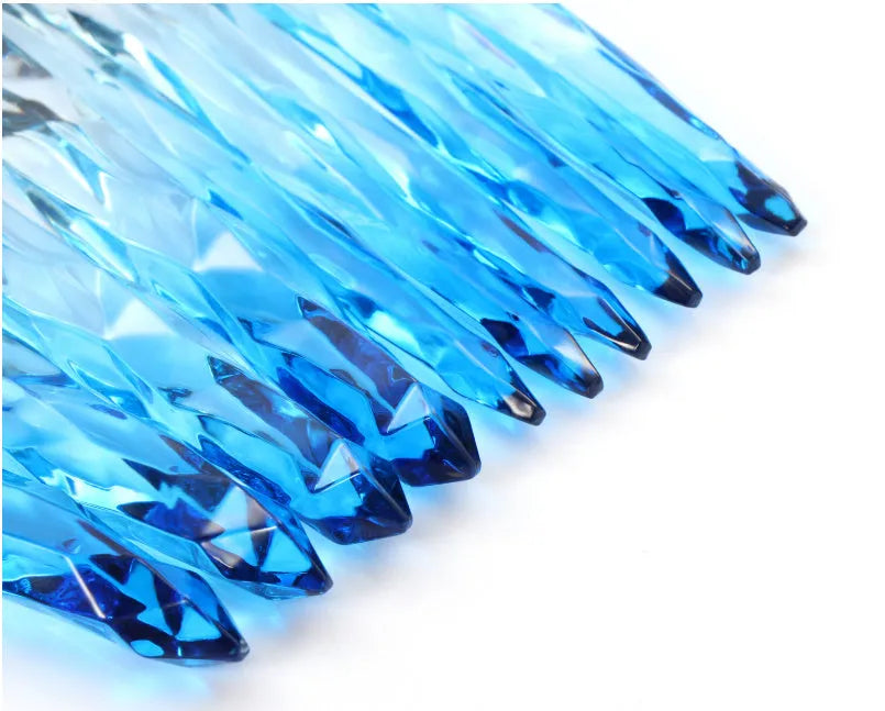10 crystal-handled foundation brushes with artificial fibre bristles in four colour variations