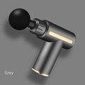 Mini massage gun with 8 speed gears in dark night black colour, compact design with button control