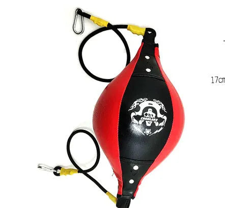 Diamond pattern PU boxing speed ball in black and red for reaction training and martial arts