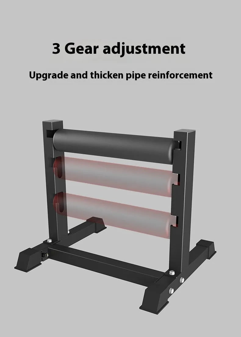 Black steel leg press trainer for split leg squat balance training, Type B, on floor