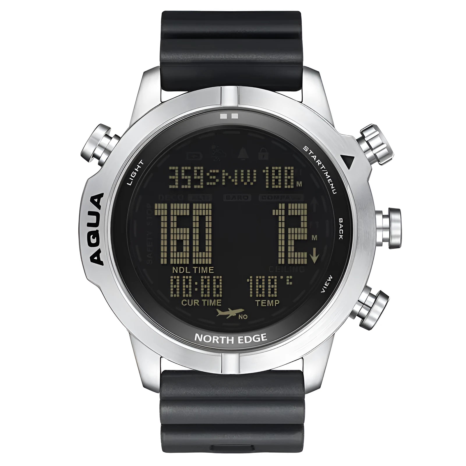 Outdoor sports smart watch with 1.46 inch screen and altitude air pressure monitor on black dial