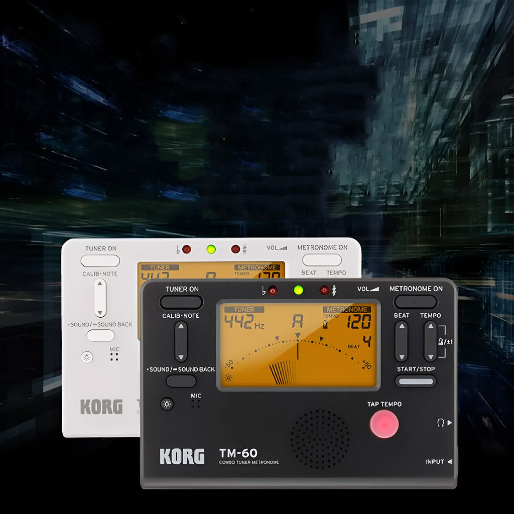 TM-60 black and white digital electronic metronome tuner with display screen