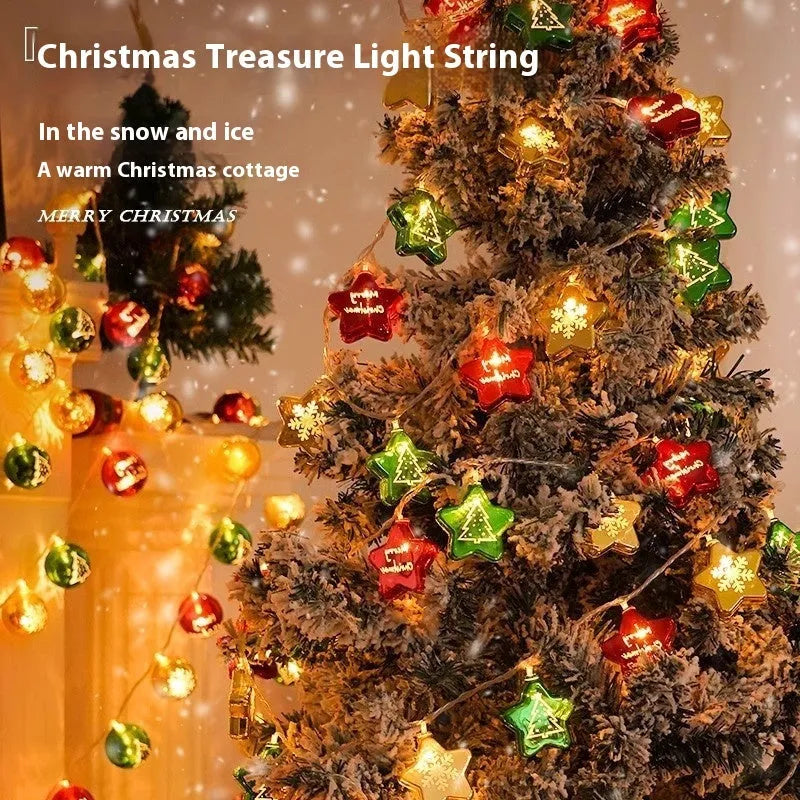 Heart-shaped plastic electroplated Christmas tree pendant with glossy finish and ambient lighting