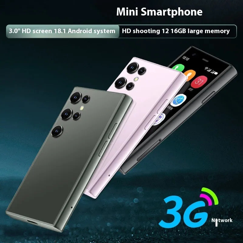 S23PRO XS15 mini smartphone with 30cm screen in black, green or pink purple colours