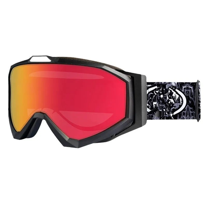Motorcycle anti-fog goggles in black frame with gray lens variant showing protective eyewear design