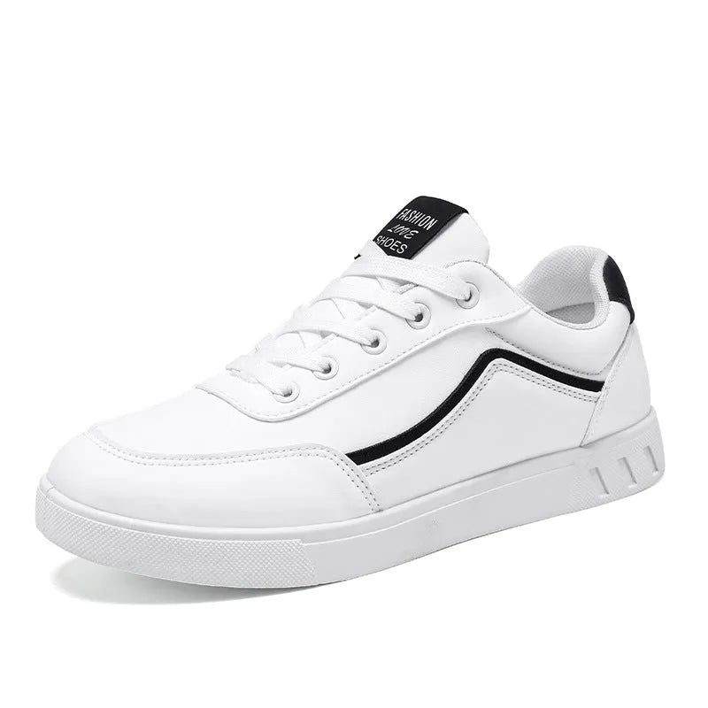 Men's casual board shoes with sewing line detail, low top, flat heel, available in AL088 black