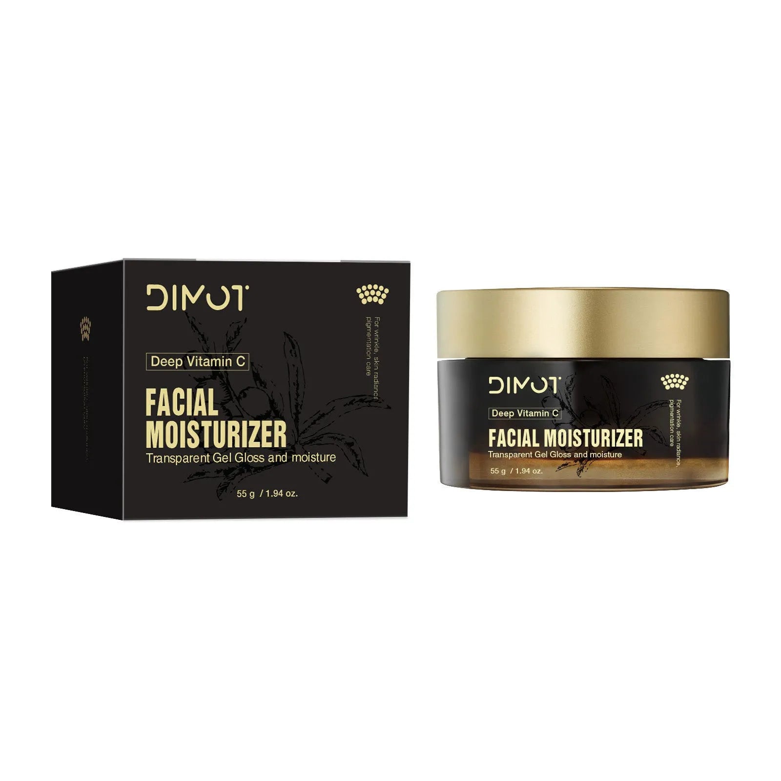 Deep Dimension C Moisturizing Facial Cream in a white tub with a black lid, 50ml size