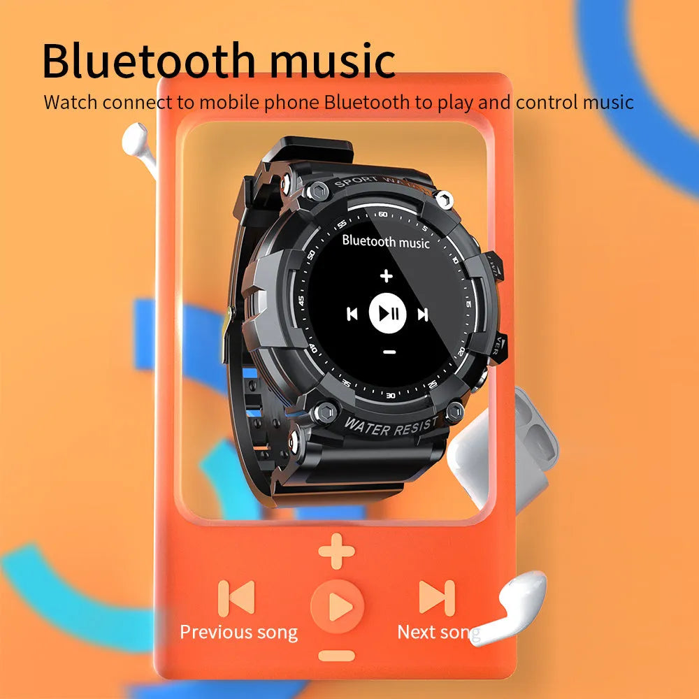 IP67 waterproof smart Bluetooth sports watch with round colour screen on a TPU strap.