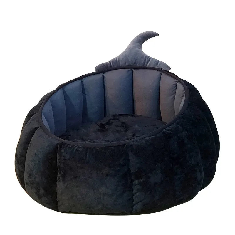 Winter warm pet Halloween nest cat bed in orange pumpkin design, cloth material