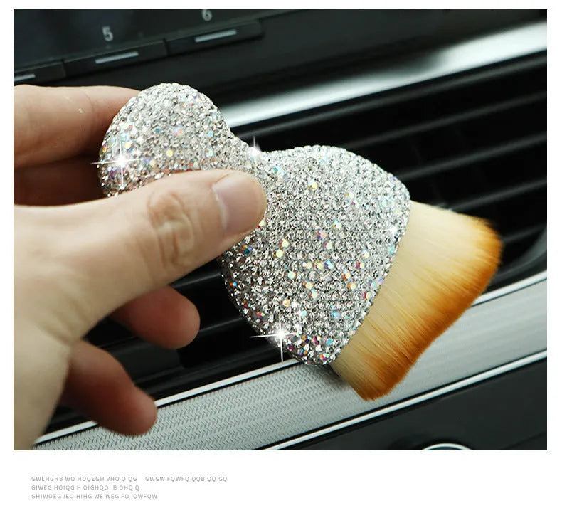 Car interior soft brush for dust removal with PVC bristles, 10cm length, in white, pink, or black colour options