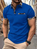 Men's plaid colourblock t-shirt with zipper decoration detail on front