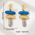 A pair of simple geometric stud earrings with a multicolour metallic electroplated finish.