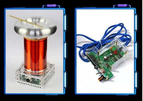 Tesla coil driver board unit with controller and cables for generating musical plasma arcs