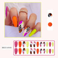 Wear Armour Medium Almond Frosted Nail Stickers four-box pack showing French leaves, leopard print, macaron, and plating designs.