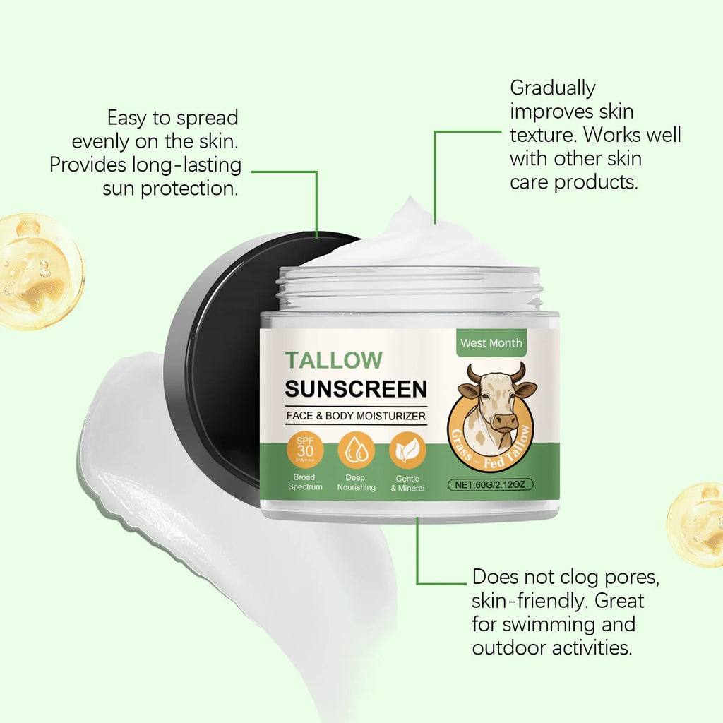 60g tube of refreshing not oily sunscreen moisturising protective cream with titanium dioxide and hyaluronic acid