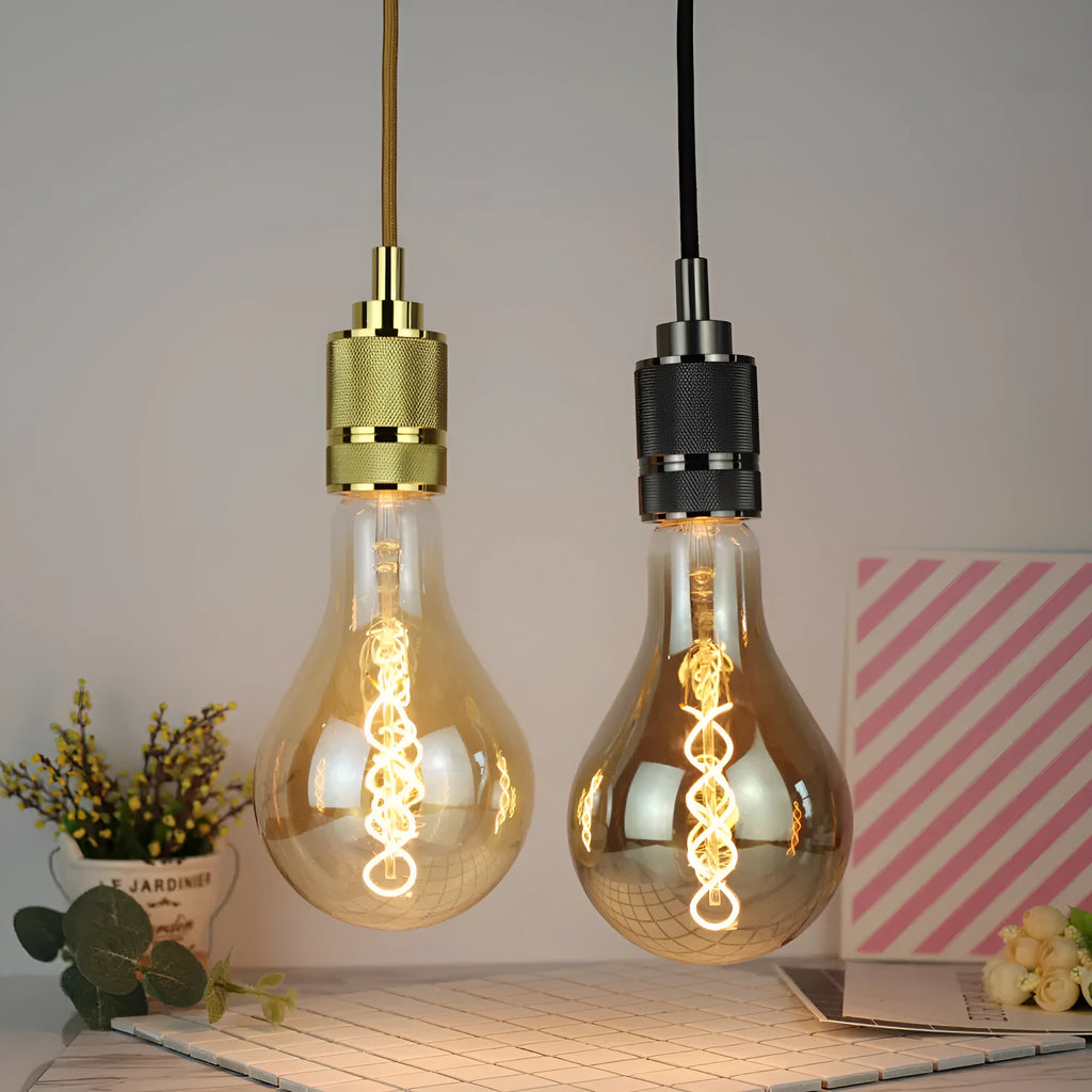 Double helix LED soft light strip with A110 spiral finish in gold or grey, dimensions 110mm by 200mm.