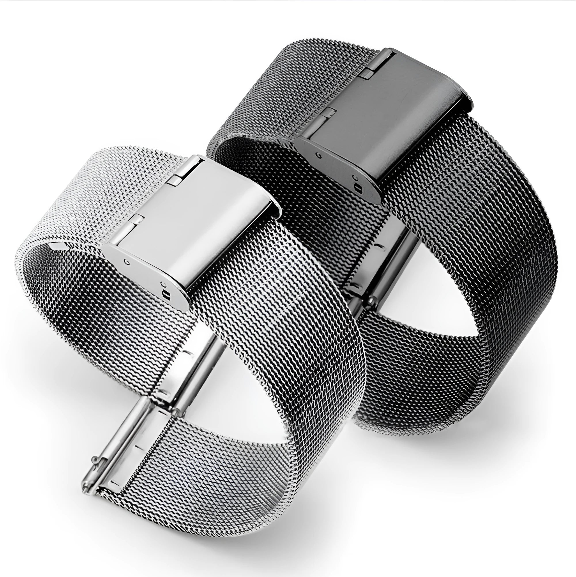 Milani stainless steel and silk woven watch band in silver, black, rose gold or gold with various width options