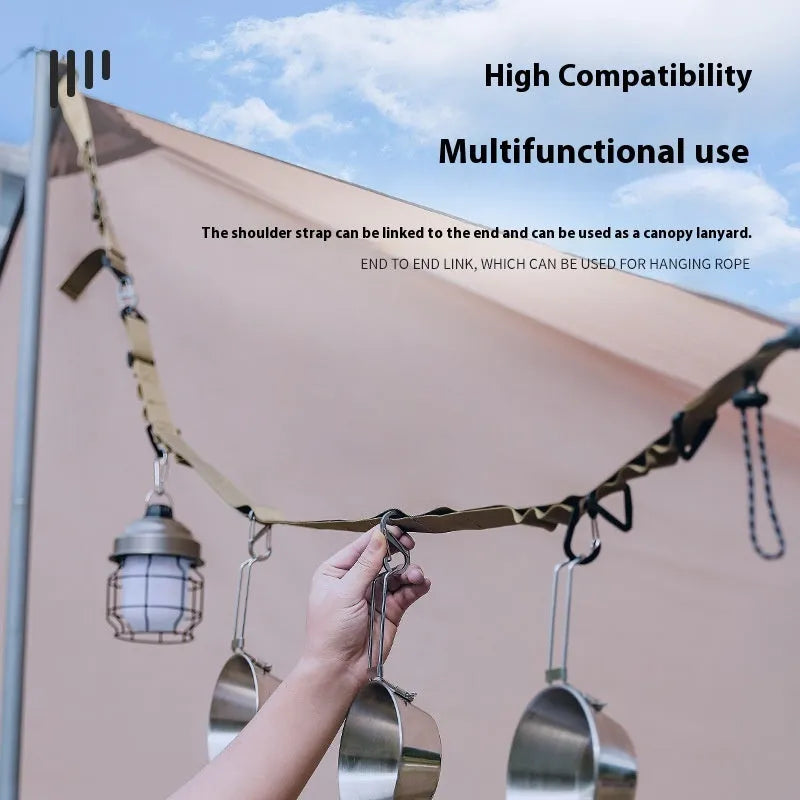 Black outdoor hanging rope clothesline storage belt with adjustable strap measuring 130cm length