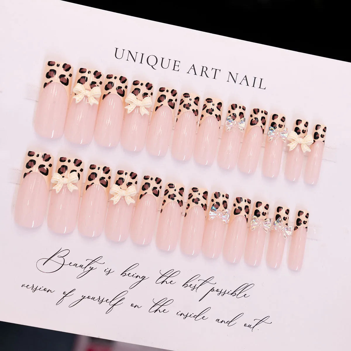 Leopard print butterfly design nail art stickers on a white background, WM296 colour.