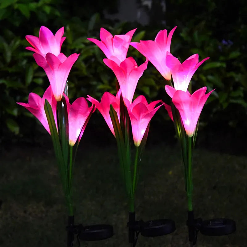 Solar lily festive lantern outdoor villa courtyard garden flower shaped decorative light 850mm IP65