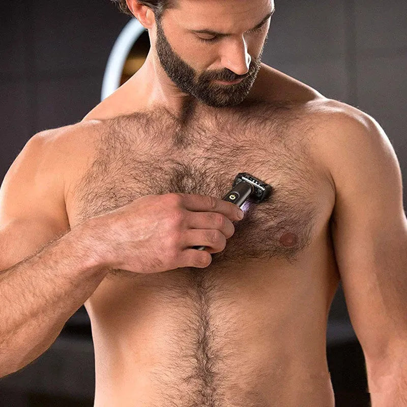 Wireless rechargeable precision shaver with LED light and ergonomic handle