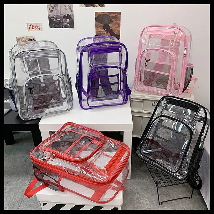 PVC transparent waterproof backpack in unisex size 30x16x44cm with thin inner bag