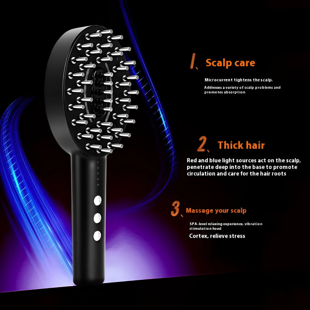 Black scalp massager and liquid application device with USB charging cable