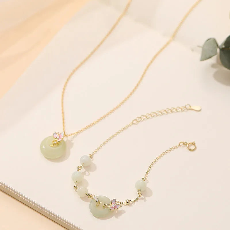 925 silver orchid pendant necklace with peace buckle clasp on O-ring chain, pastoral floral style