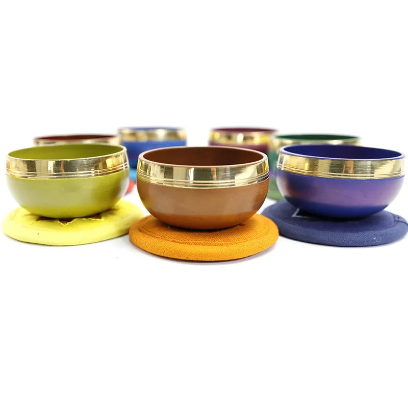 Handmade Himalayan singing bowl in blue colour measuring 8cm diameter for meditation percussion