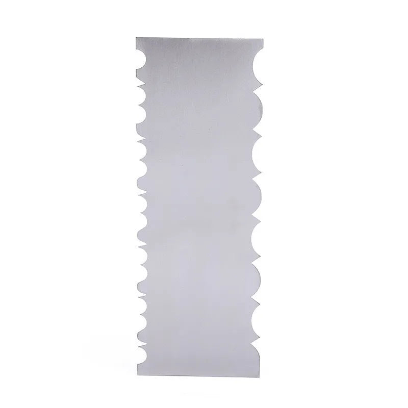 Stainless steel cream scraper with polygon pattern edge for cake decorating