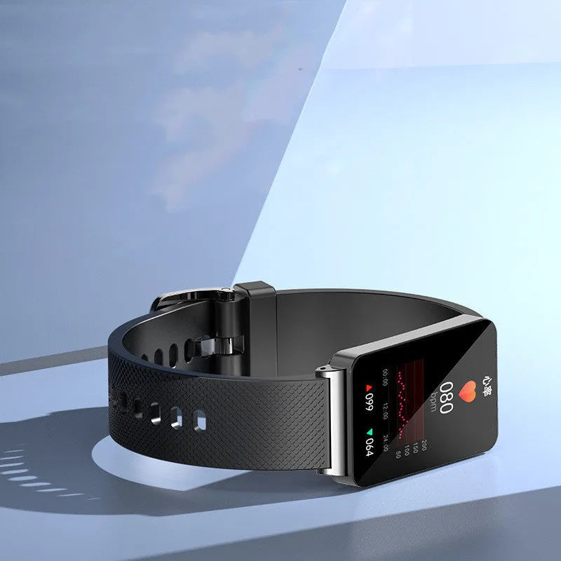 Blood Glucose EP08 Smart Bracelet with touch screen and TPU strap in black, gold, or silver colours