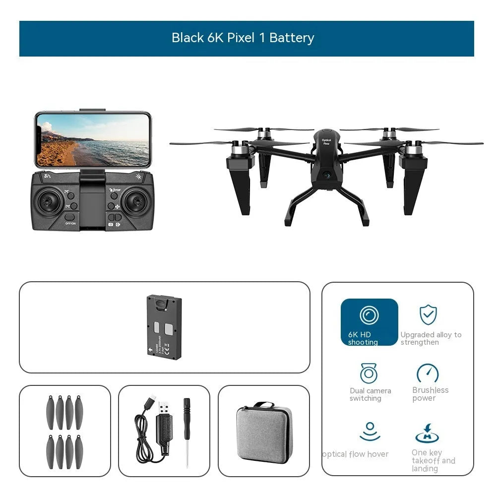 Full Set Alloy KS66 UAV outdoor aerial drone with camera, white or black body, optical flow positioning