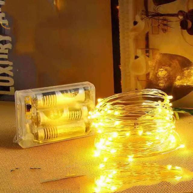 12 metre copper wire LED string lights with 120 bulbs in various colour options