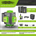 Green laser level with 16 projection lines showing 360° alignment for construction and DIY projects