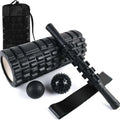 33cm black fitness foam roller with six-piece construction for muscle massage