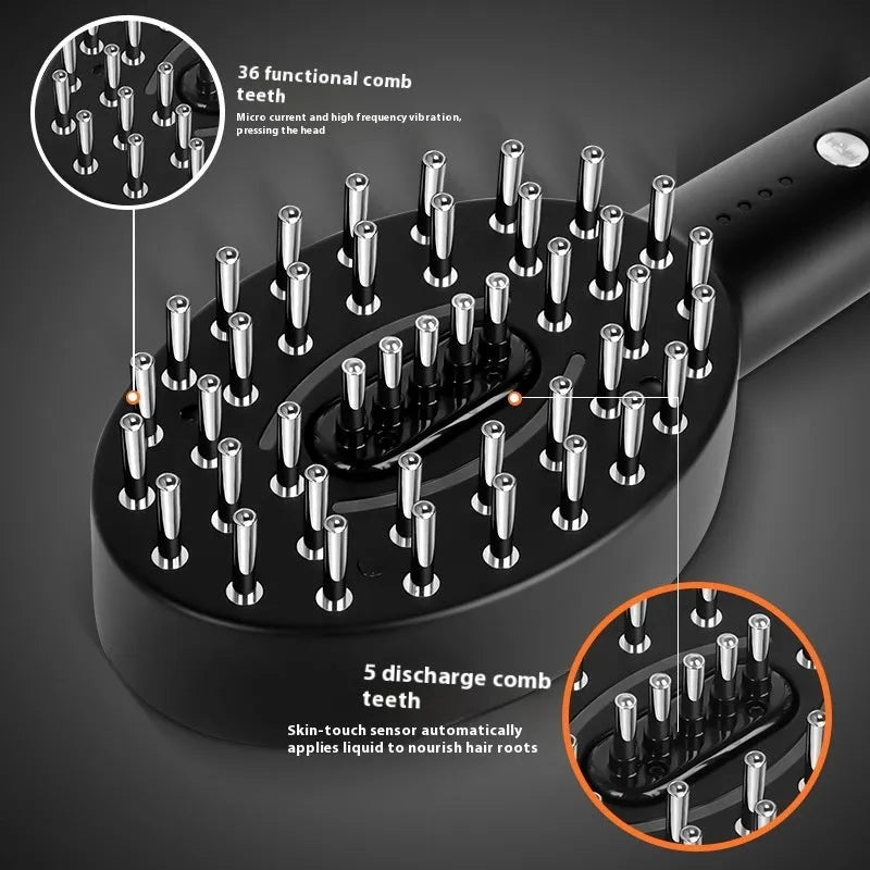 Black scalp massager and liquid application device with USB charging cable