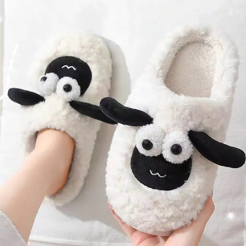 Slip-on thermal cotton slippers in brown with suede uppers and sewn PVC soles