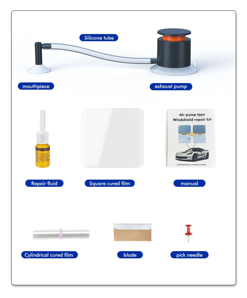 Car windshield crack repair tool made of plastic for DIY windscreen chip fix