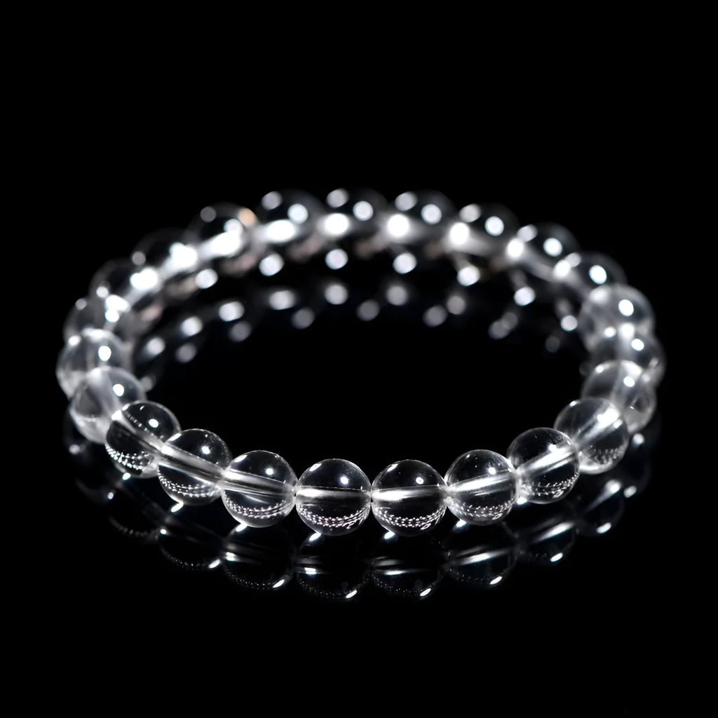Natural Donghai crystal bracelet with old materials white water round beads in geometry style