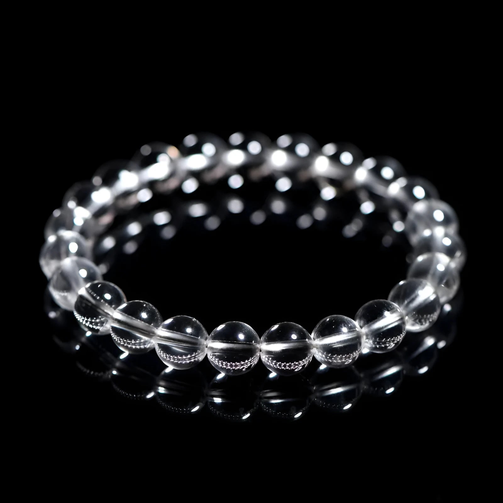 Natural Donghai crystal bracelet with old materials white water round beads in geometry style
